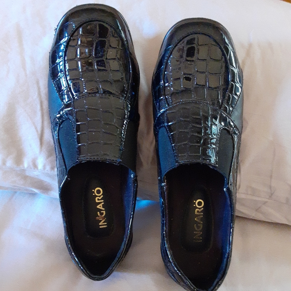 Ingaro Ladies Black Croc print style Slippers